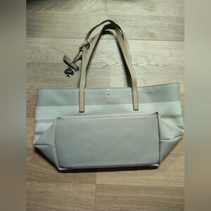 Kate Spade Beige and Cream Striped Tote